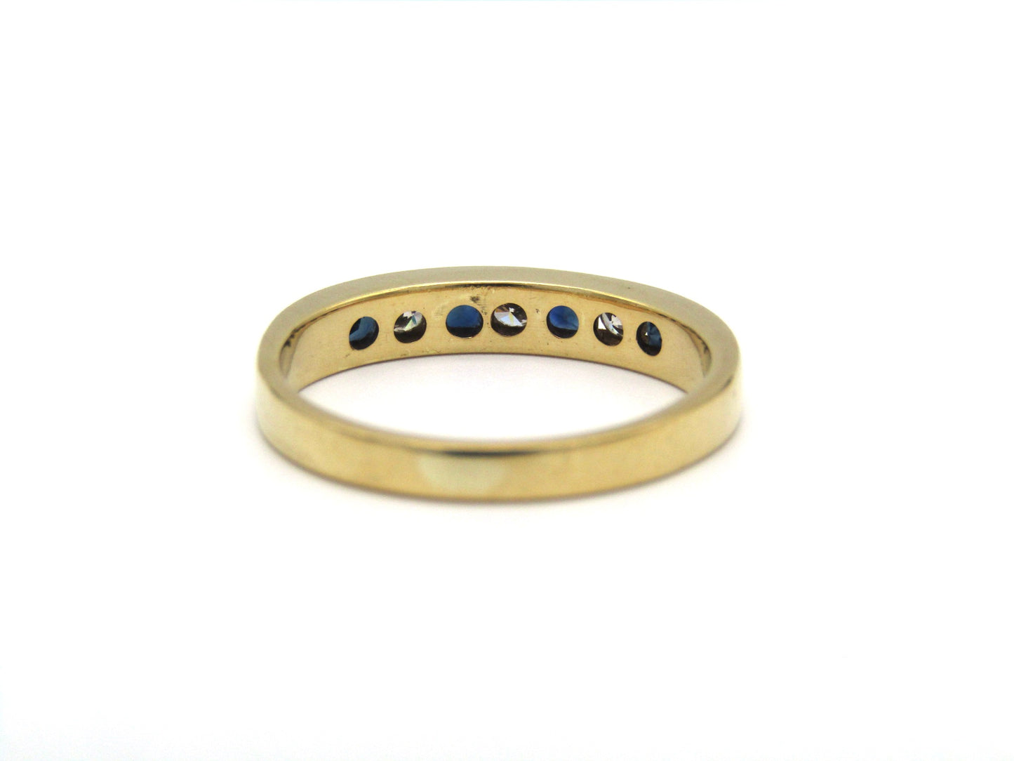 Vintage, 18K gold sapphire and diamond half eternity ring
