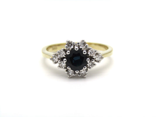 Mid-century, 14K gold sapphire and diamond ring