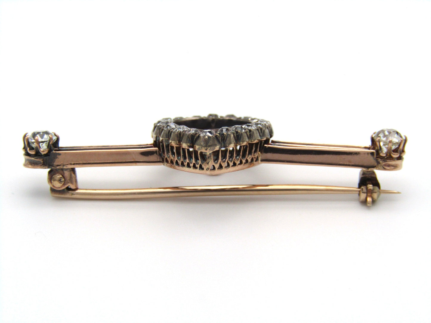Victorian, 14K gold diamond 'heart' brooch