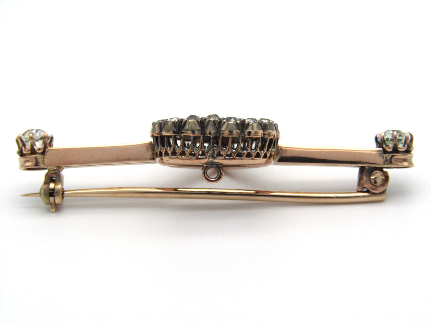 Victorian, 14K gold diamond 'heart' brooch