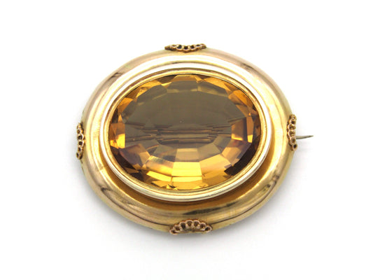 Victorian, 14K gold citrine brooch
