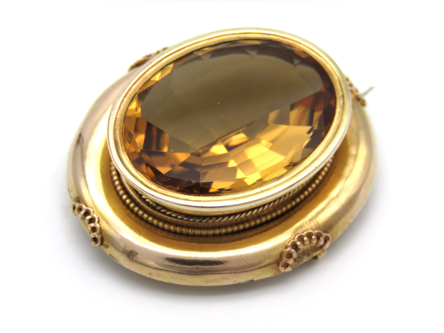 Victorian, 14K gold citrine brooch