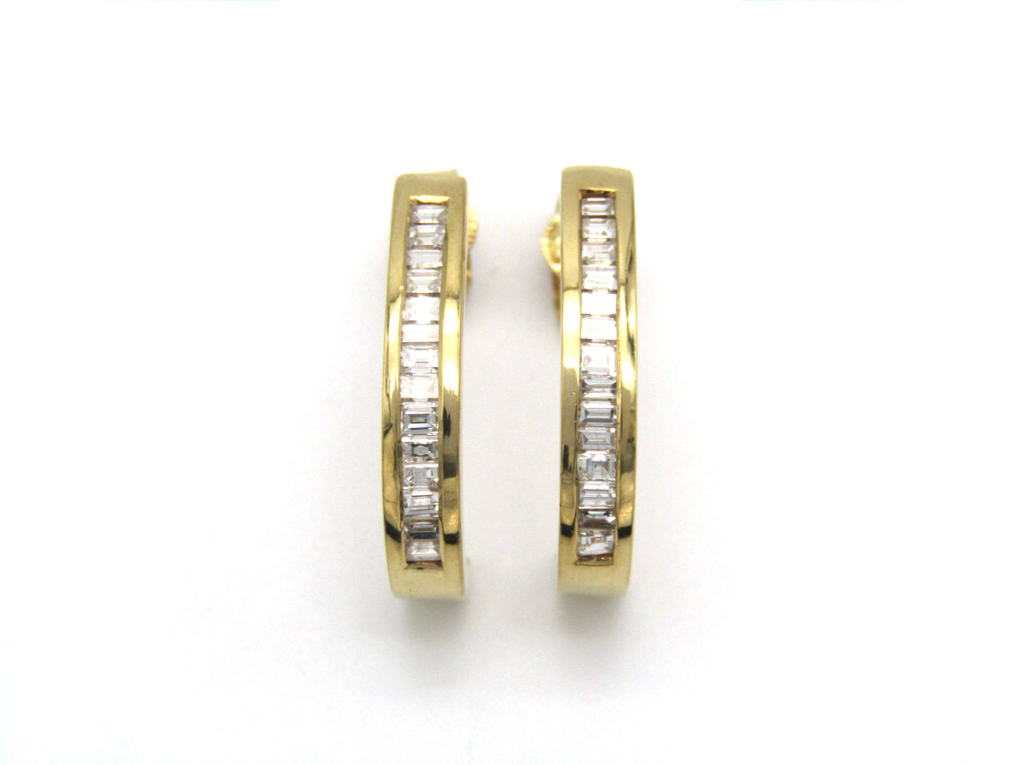 Estate, 18K gold diamond half-hoop earrings
