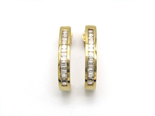Estate, 18K gold diamond half-hoop earrings
