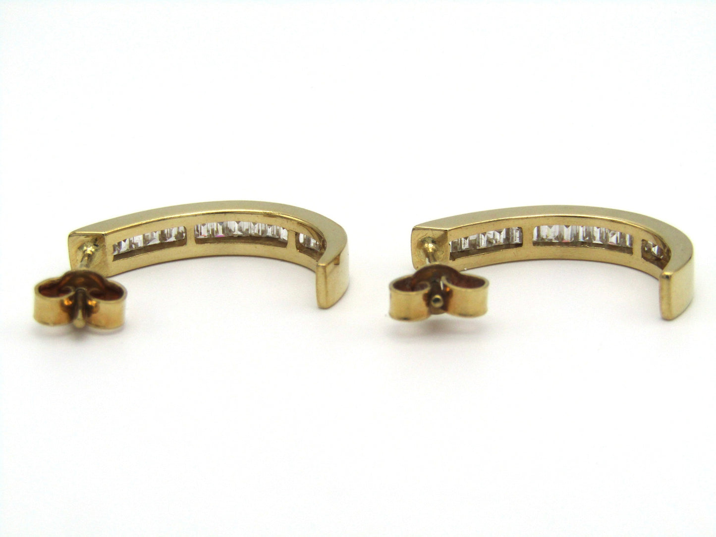 Estate, 18K gold diamond half-hoop earrings
