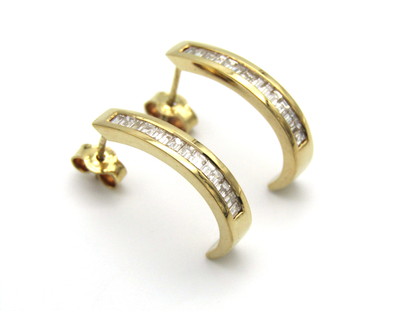 Estate, 18K gold diamond half-hoop earrings