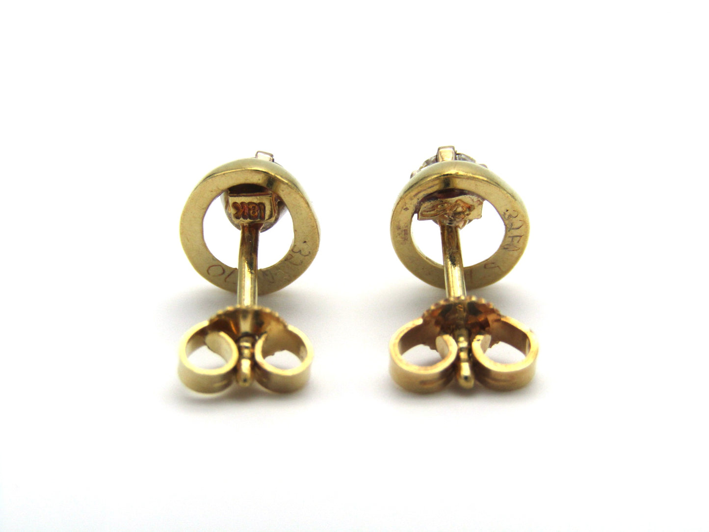 Mid-century, 18K gold diamond stud earrings