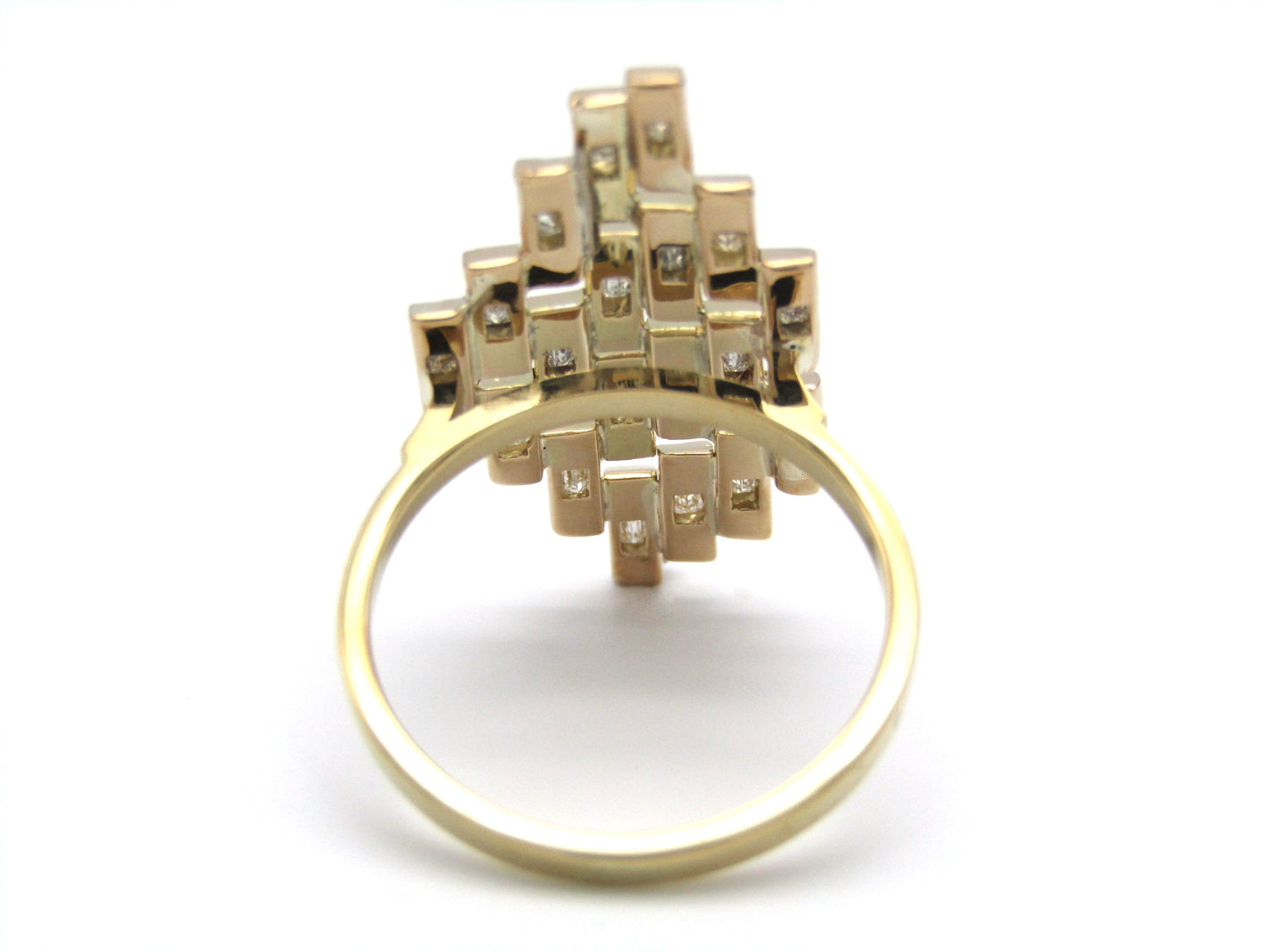 Estate, 18K gold geometric diamond ring
