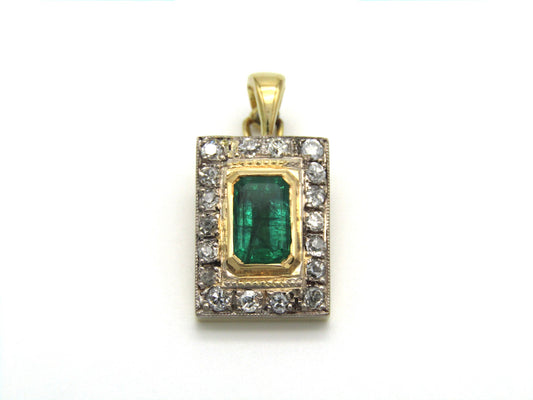 Antique, 18K gold emerald and diamond enhancer