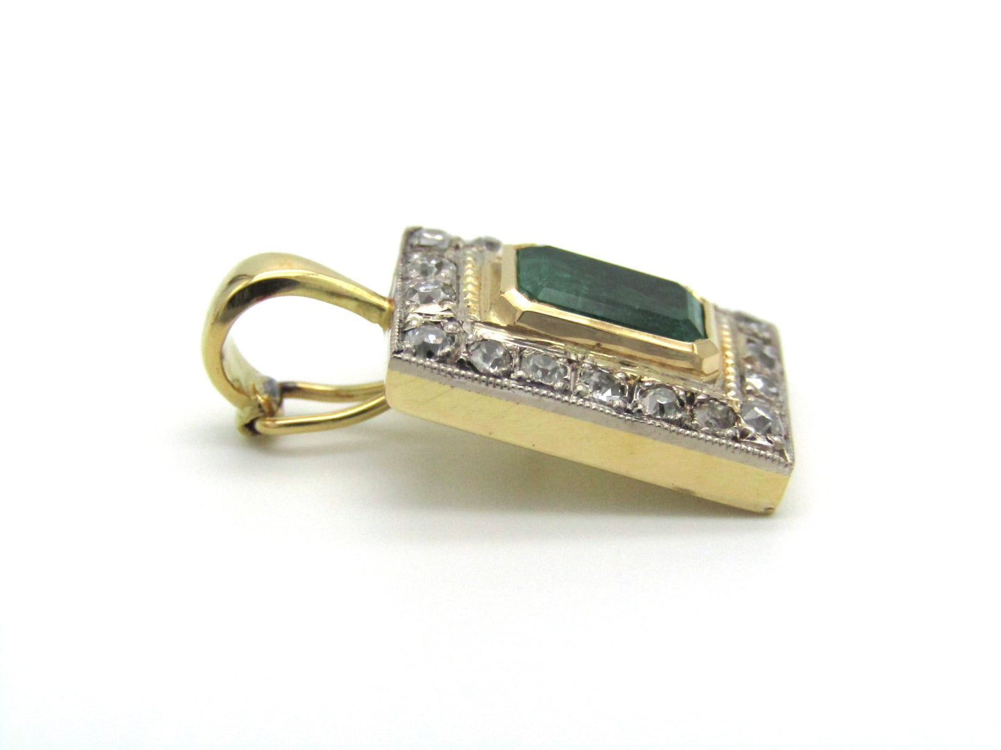 Antique, 18K gold emerald and diamond enhancer