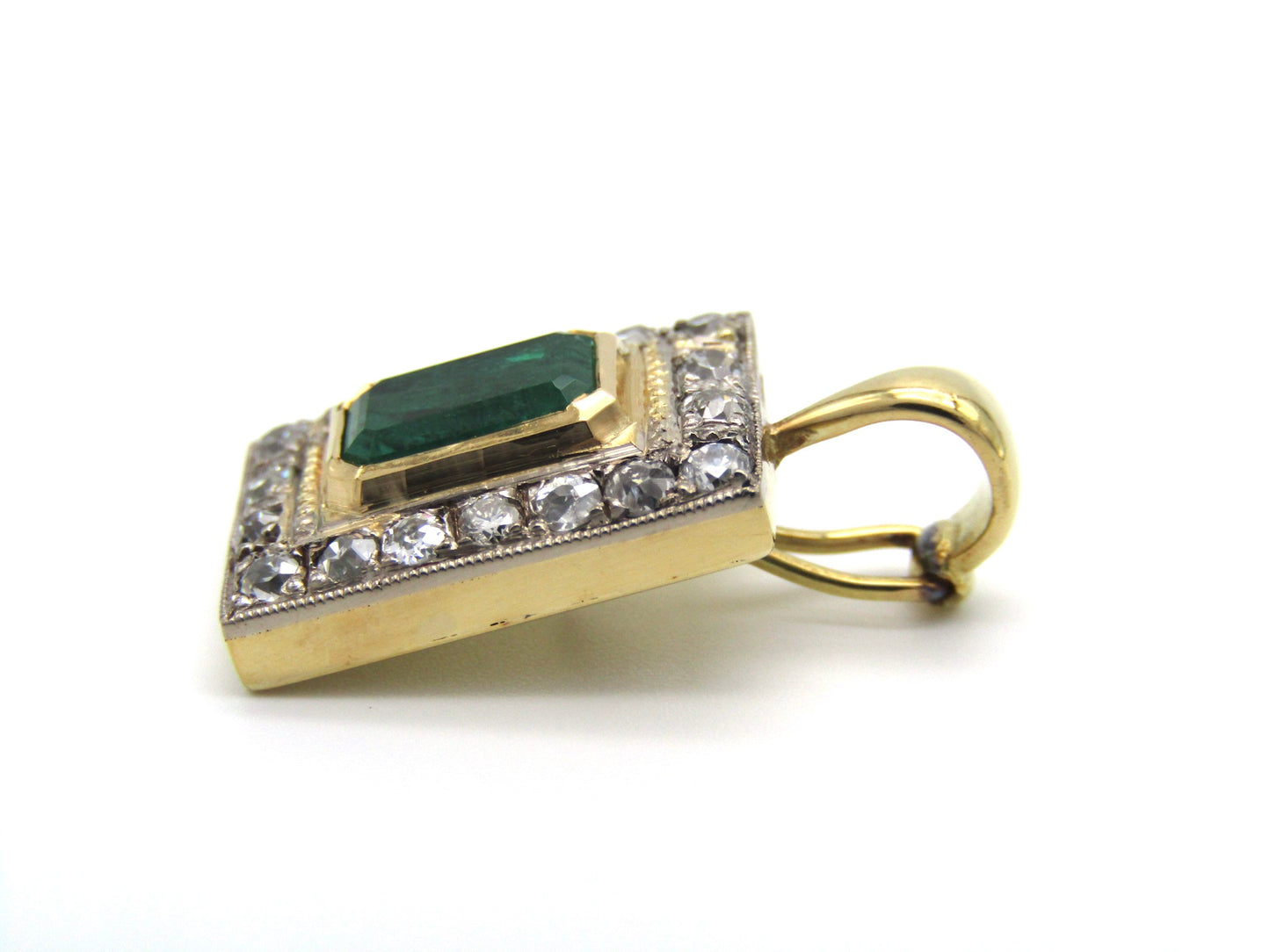 Antique, 18K gold emerald and diamond enhancer