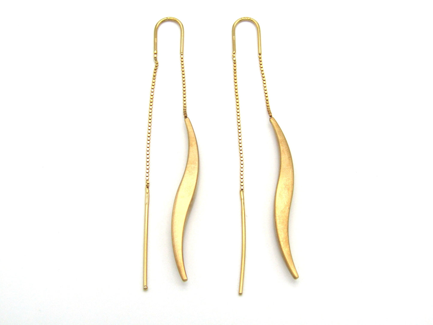 Vintage, 14K gold threader earrings, Italian