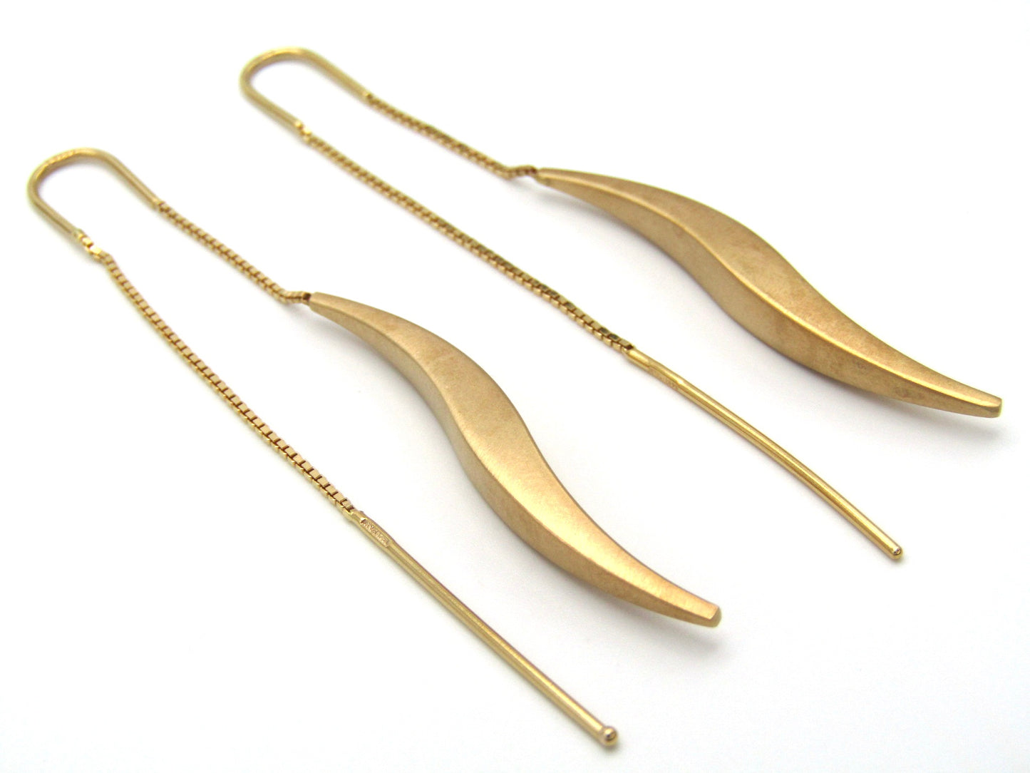 Vintage, 14K gold threader earrings, Italian