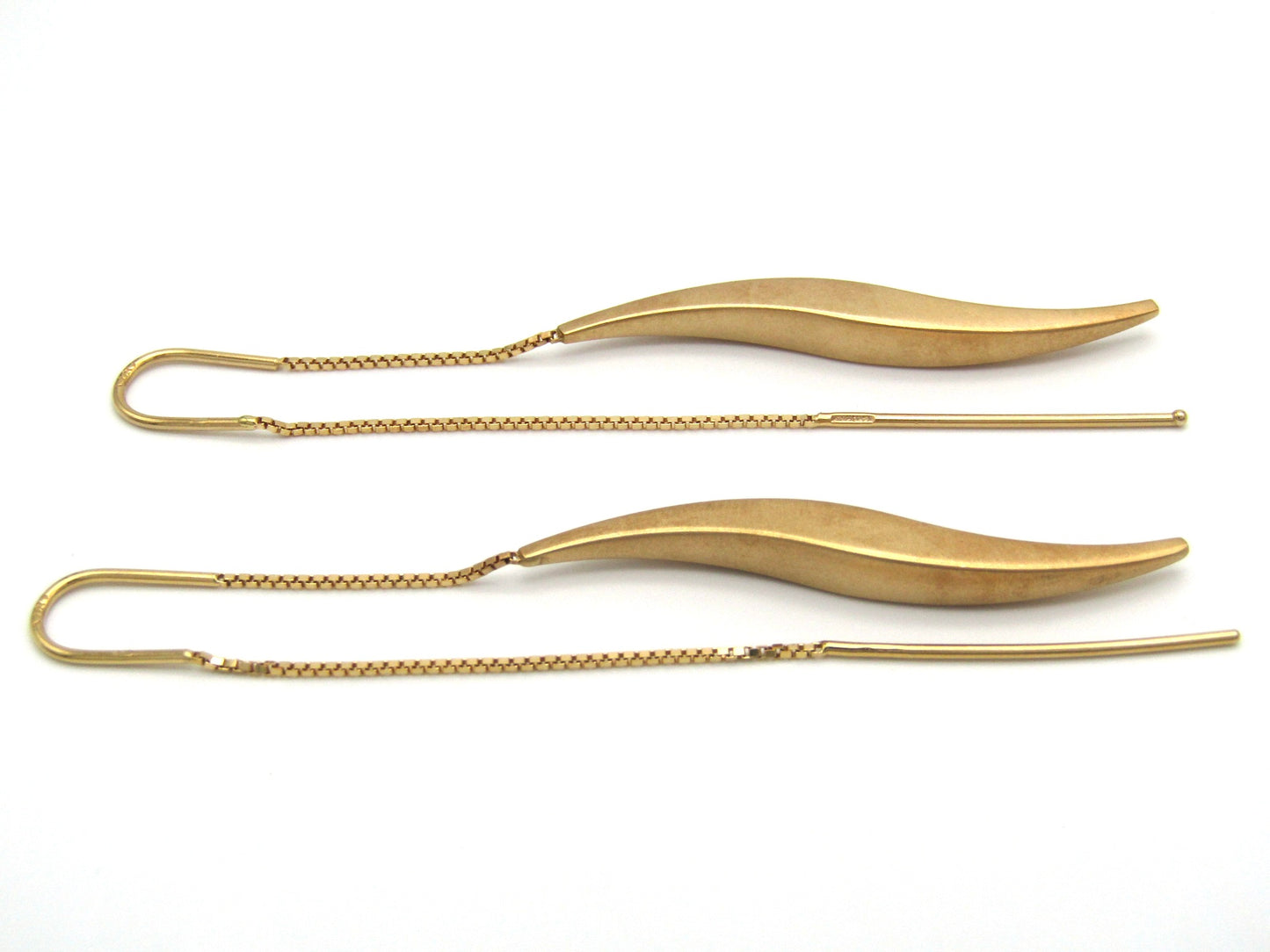 Vintage, 14K gold threader earrings, Italian