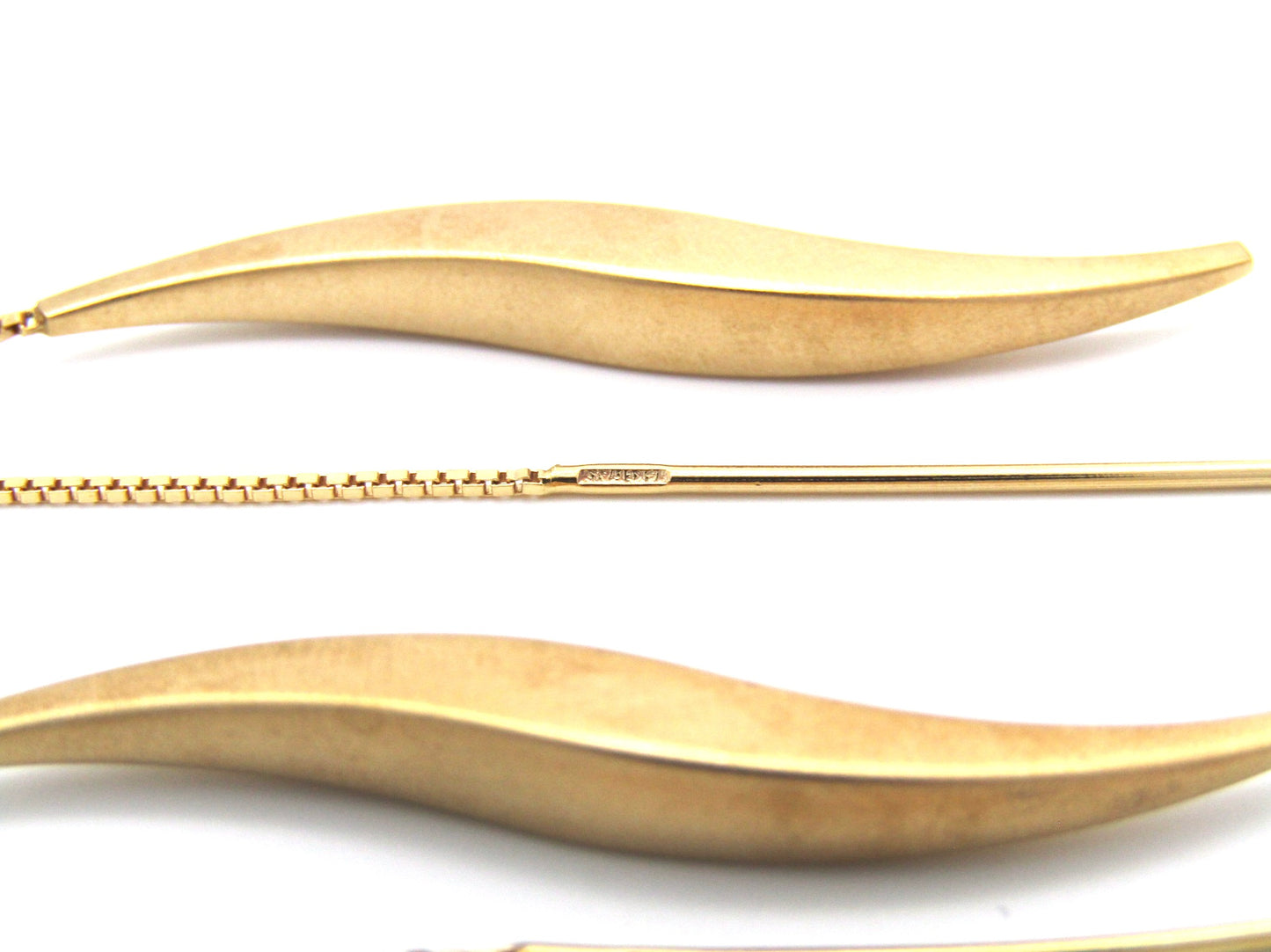 Vintage, 14K gold threader earrings, Italian