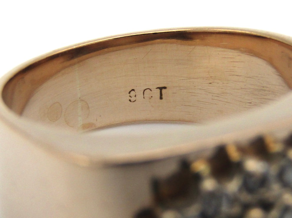 Vintage, 9K gold diamond ring