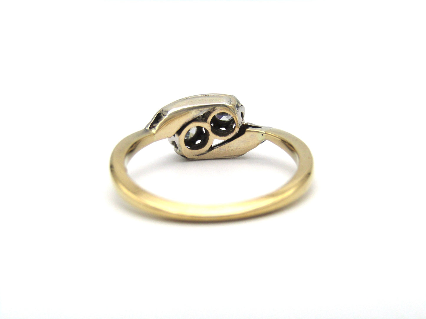 Vintage, 14K gold diamond crossover ring