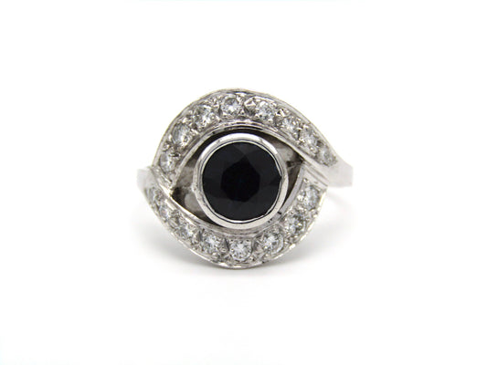 Mid-century, 18K gold sapphire and diamond ring