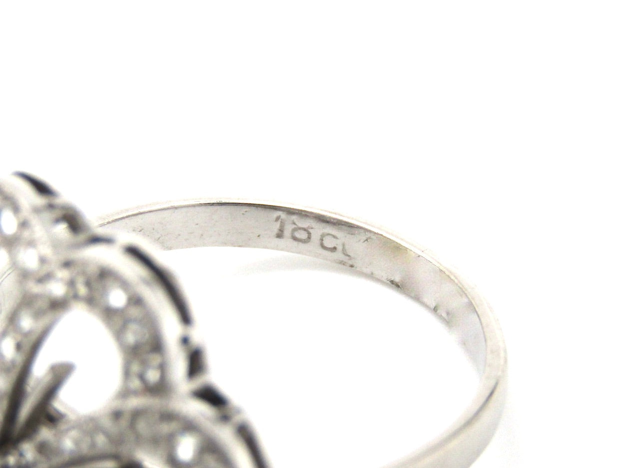 Mid-century, 18K gold diamond flower ring