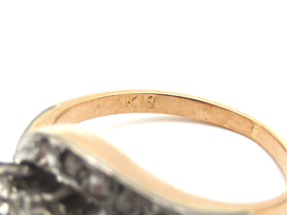 Mid-century, 18K gold trilogy diamond bypass ring
