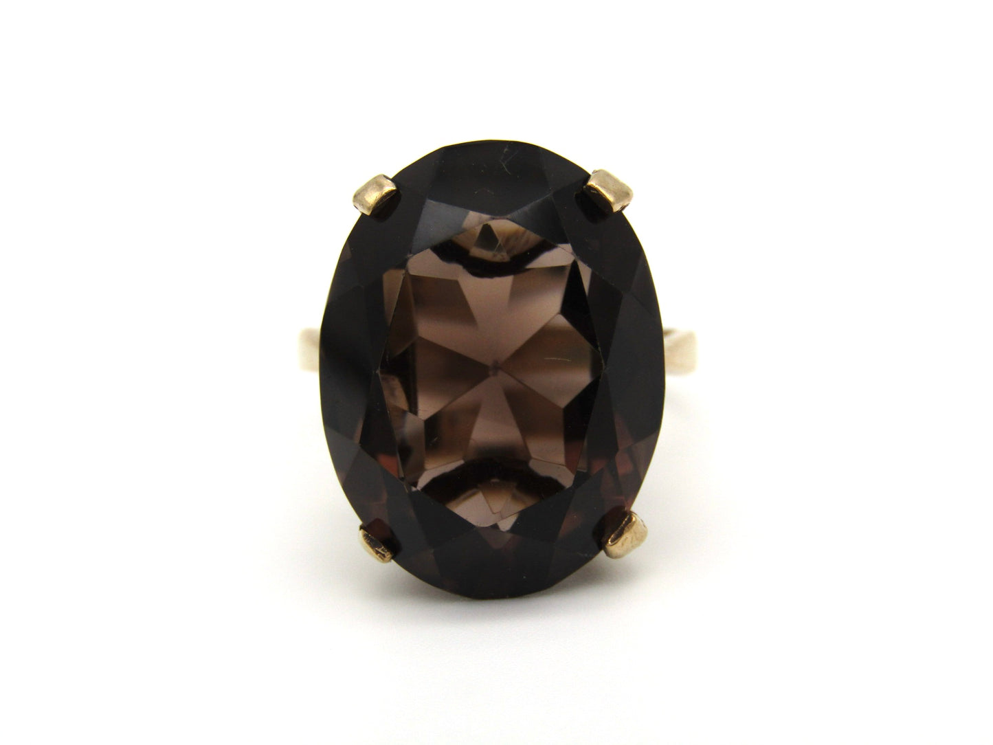 Vintage, 9K gold smoky quartz ring, Birmingham, 1983