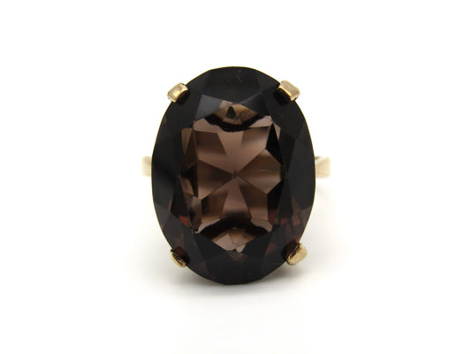 Vintage, 9K gold smoky quartz ring, Birmingham, 1983