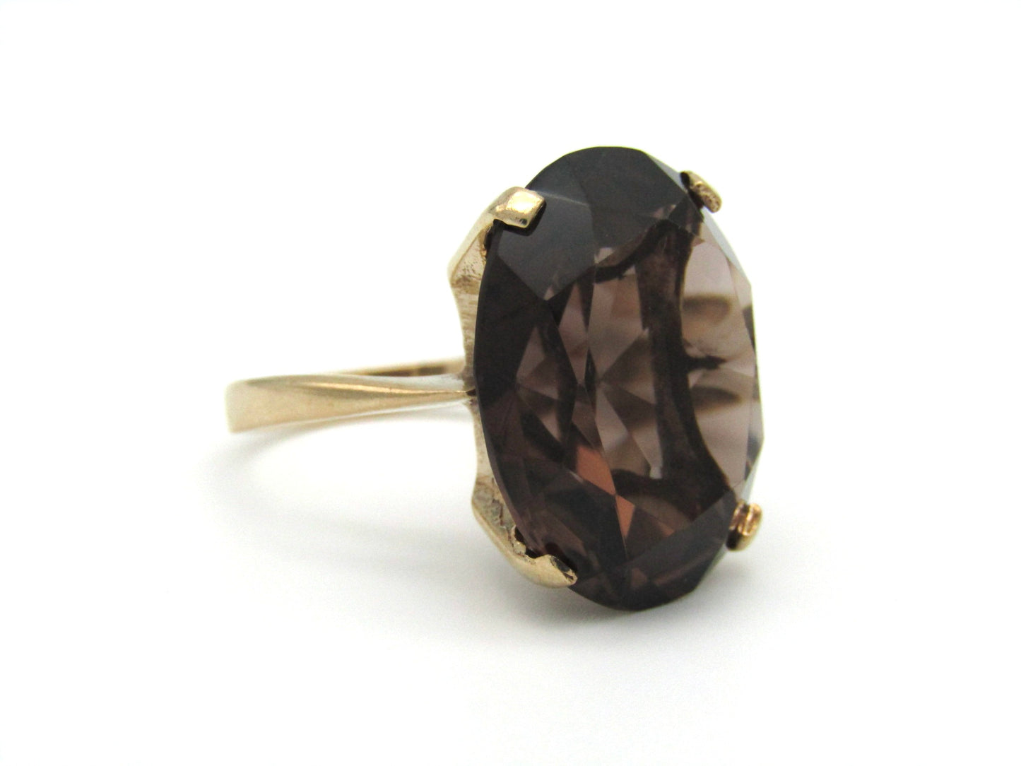 Vintage, 9K gold smoky quartz ring, Birmingham, 1983