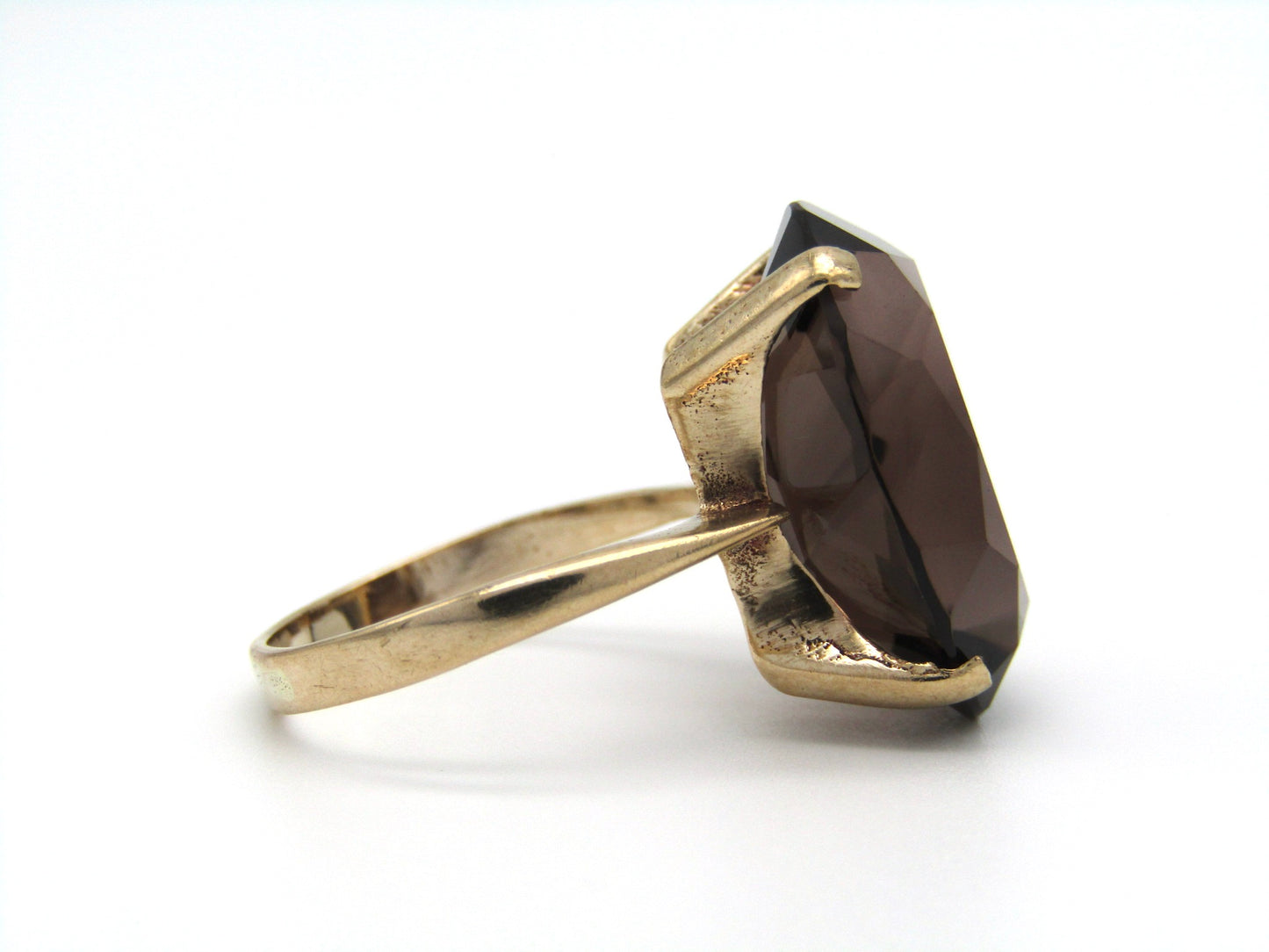 Vintage, 9K gold smoky quartz ring, Birmingham, 1983