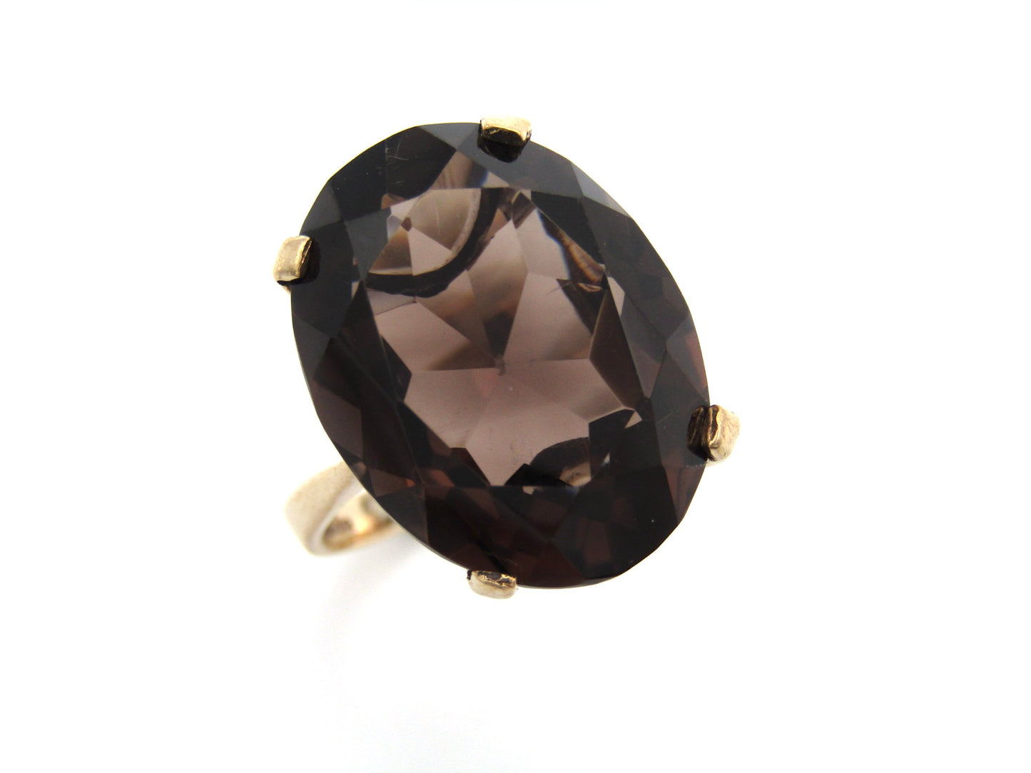 Vintage, 9K gold smoky quartz ring, Birmingham, 1983