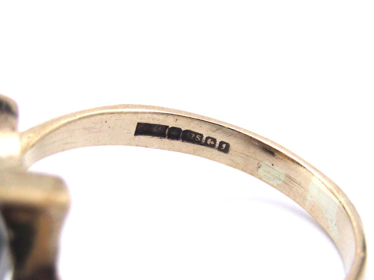 Vintage, 9K gold smoky quartz ring, Birmingham, 1983