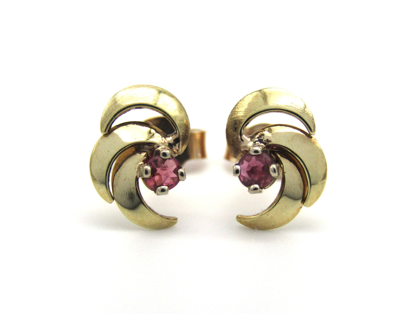 Mid-century, 9K gold ruby earrings