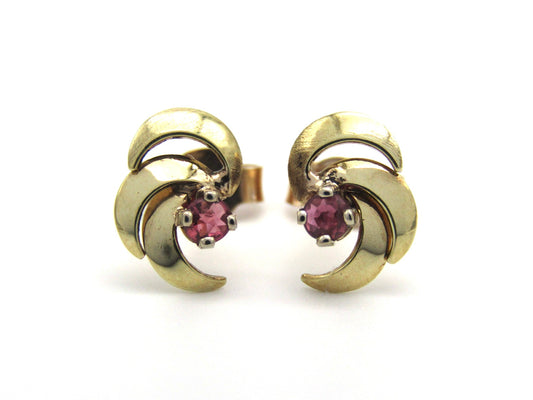Mid-century, 9K gold ruby earrings
