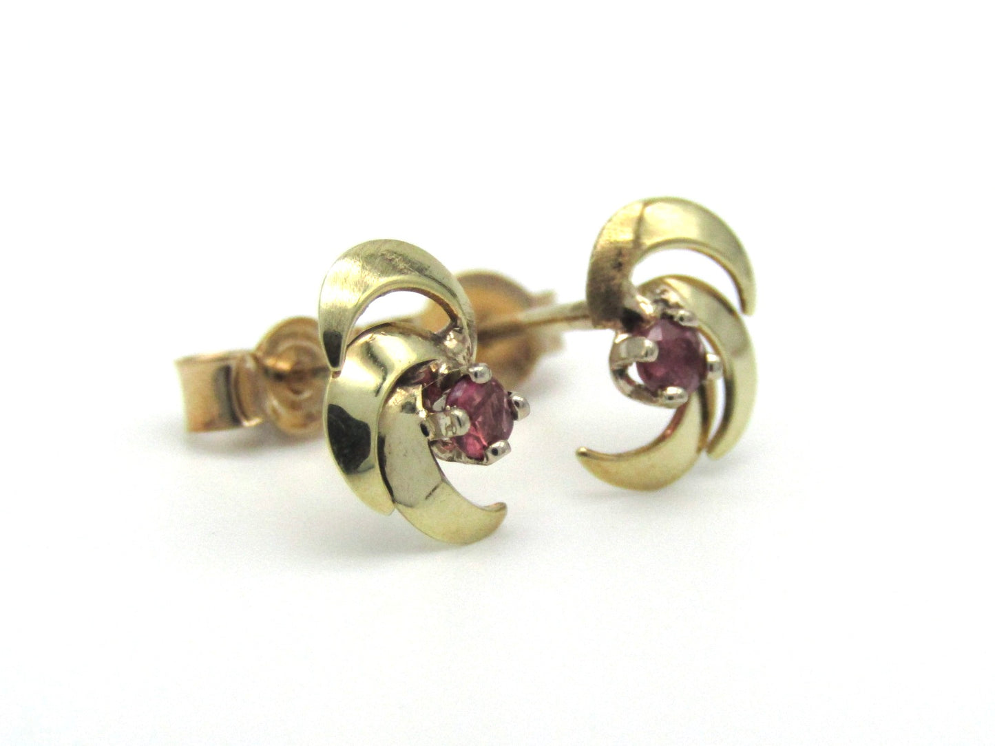Mid-century, 9K gold ruby earrings