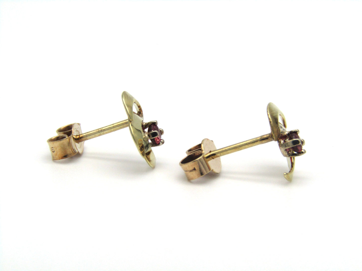 Mid-century, 9K gold ruby earrings