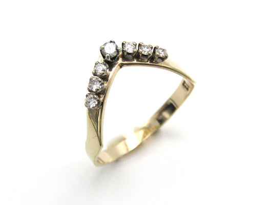 Vintage, 9K gold diamond 'wishbone' ring