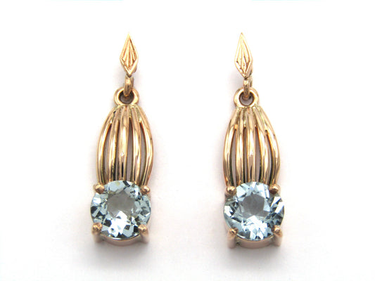 Vintage, 9K gold aquamarine drop earrings