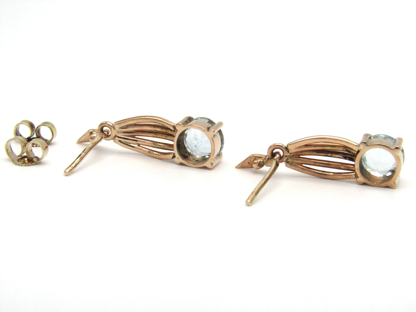 Vintage, 9K gold aquamarine drop earrings
