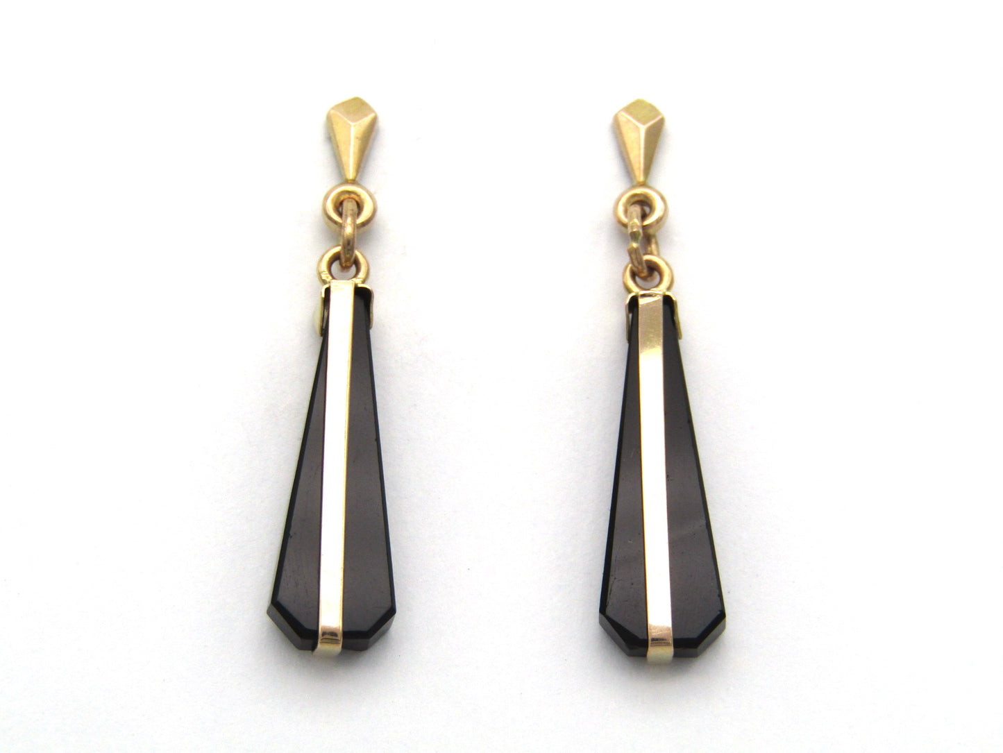 Vintage, 9K gold onyx drop earrings