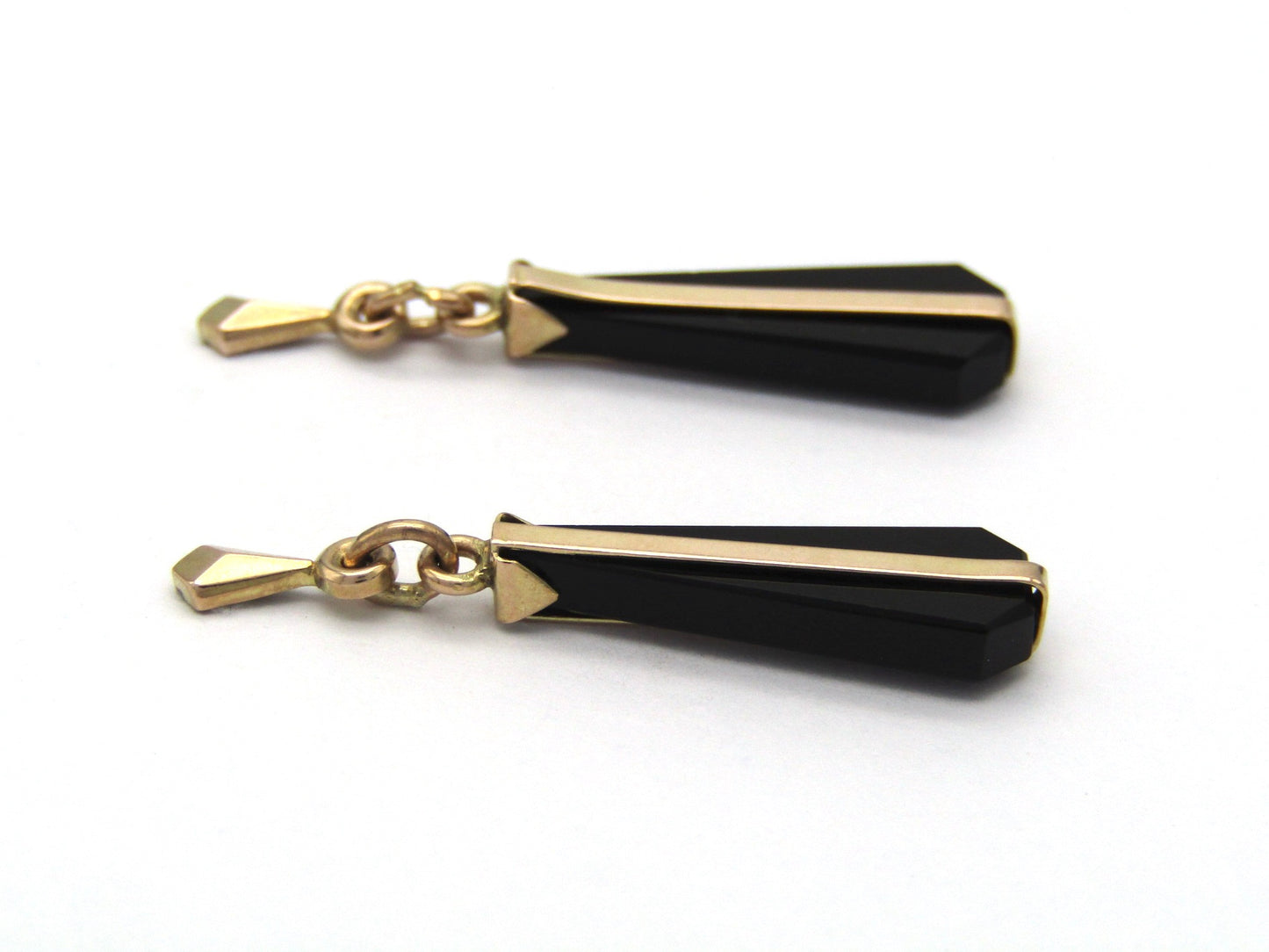 Vintage, 9K gold onyx drop earrings