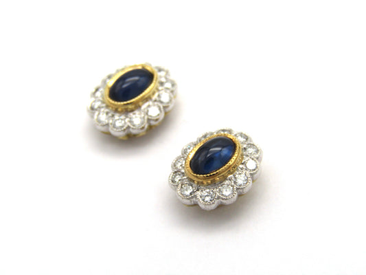 Estate, 18K gold sapphire and diamond earrings by Charles Greig