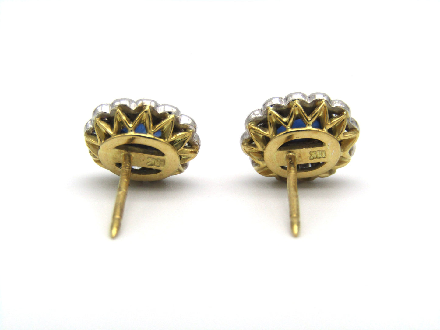 Estate, 18K gold sapphire and diamond earrings by Charles Greig