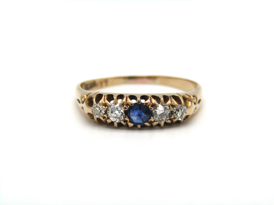 Edwardian, 18K gold sapphire and diamond ring