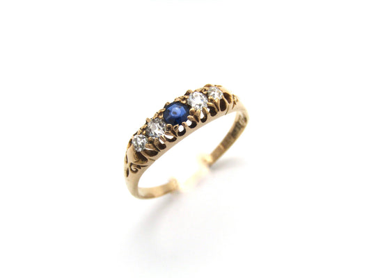 Edwardian, 18K gold sapphire and diamond ring