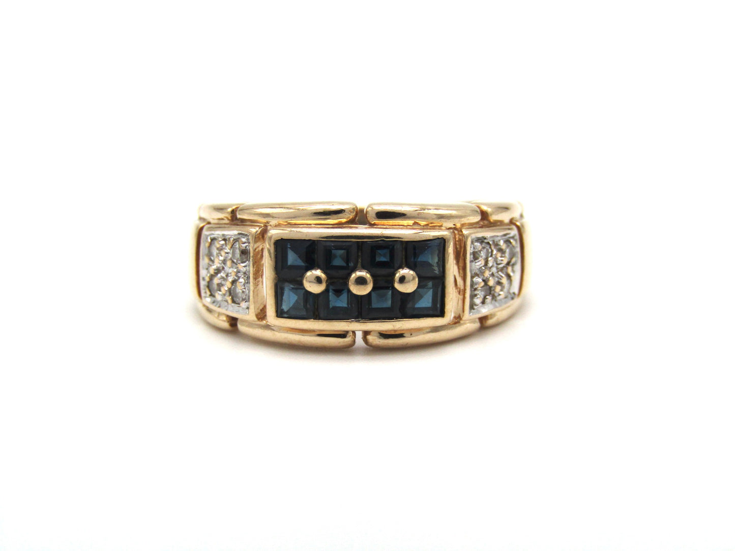 Mid-century, 9K gold sapphire and diamond ring