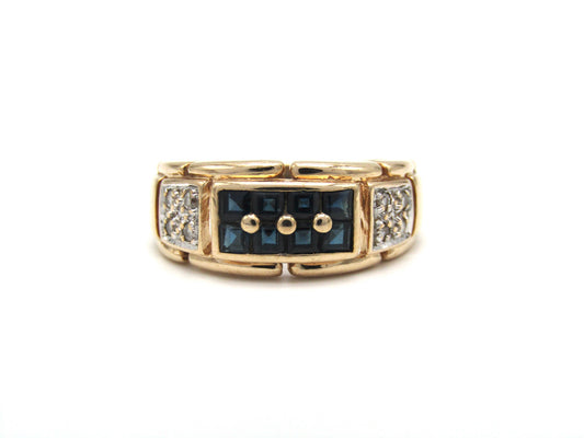 Mid-century, 9K gold sapphire and diamond ring