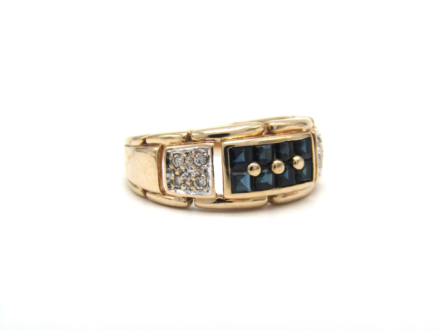 Mid-century, 9K gold sapphire and diamond ring