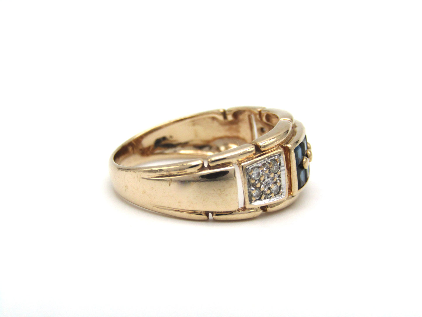 Mid-century, 9K gold sapphire and diamond ring