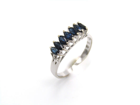 Estate, 14K gold sapphire half eternity ring