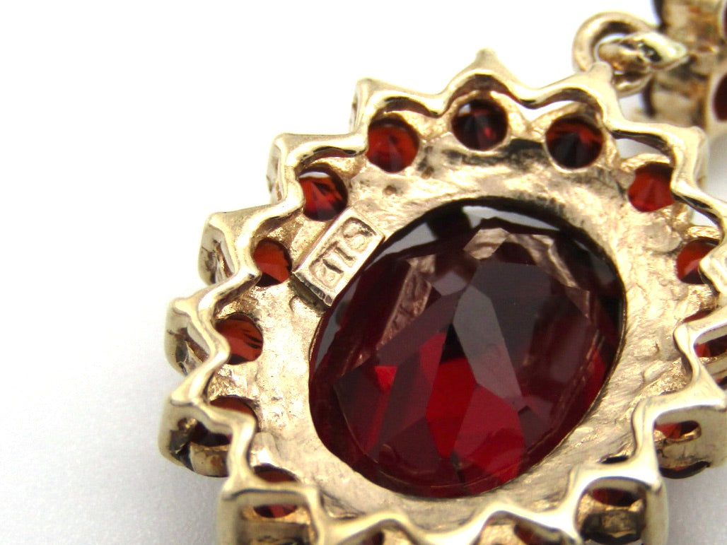 Vintage, 9K gold garnet dangle earrings