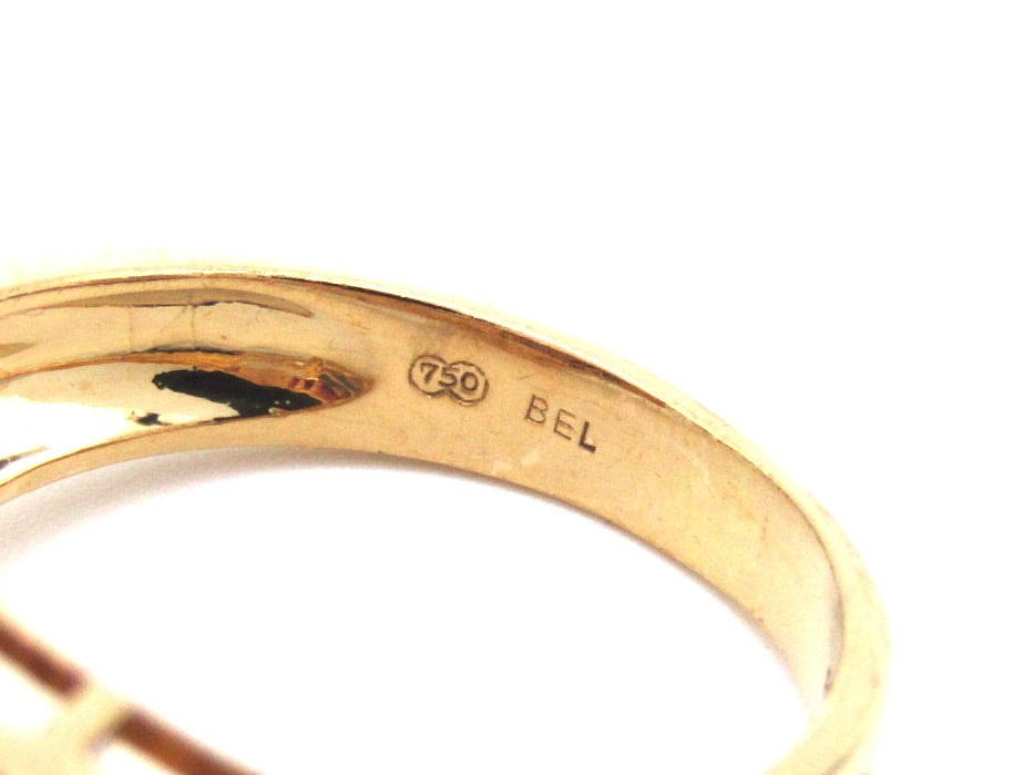 Vintage, 18K gold ruby, sapphire, and diamond bypass ring, c.1980s